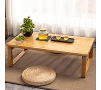 Table à thé japonaise pliante en bambou pour la méditation et s'asseoir au sol, table basse portable, finition marron, taille compacte 70 x 50 x 31 cm