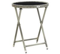 Table à Thé Marron 60 cm Résine Tressée et Verre Trempé Table Basse vidaXL