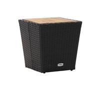 vidaXL Table à Thé Table d'Appoint Table Basse de Terrasse Jardin Patio Extérieur Noir Résine Tressée 41,5x41,5x43 cm Bois d'Acacia