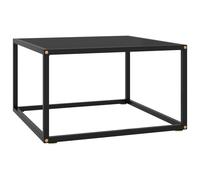 Table à Thé Noire avec Verre Trempé 100x50x35 cm Table d'Appoint Canapé vidaXL