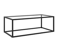 Table à Thé Noire avec Verre Trempé 100x50x35 cm Table d'Appoint Canapé vidaXL