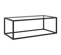 Table à Thé Noire avec Verre Trempé 100x50x35 cm Table d'Appoint Canapé vidaXL