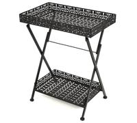 Table À Thé Pliante Style Vintage Métal 58 X 35 X 72 Cm Noir