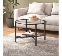 Table à thé - vidaXL - 70 cm - Noir et transparent - Verre trempé - Design contemporain