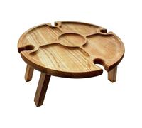 Table À Vin D'extérieur Avec Pieds Pliants, Mini Table De Pique-Nique En Bois Rond, Facile À Transporter, Support De Casier À Vin, Livraison Directe # Bl2