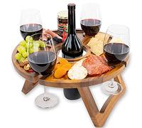 Table à Vin Pliante Extérieure - Maintient Les Verres à vin et la Bouteille en Place - Support De Verres à Pied - Porte-Verre à Vin Suspendu - Table de Pique Nique - Outdoor Wine Picnic Table