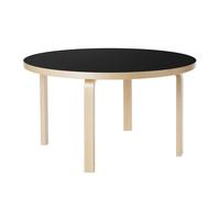 ARTEK table enfant AALTO TABLE 90A (Bouleau laqué naturel, plateau en linoléum noir - bois massif)