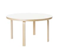 ARTEK table enfant AALTO TABLE 90A (Bouleau laqué naturel, plateau en HPL IKI blanc - bois massif)