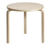 Table Aalto 90B Ø75cm clear lacquered solid birch base