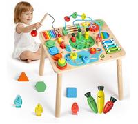 VEVOR Table Activité Montessori Bébé 6 Mois et Plus Table Apprentissage Montessori Bébé en Bois pour Éveil Développer Coordination Sens du Rythme Enfants Garçon Fille Cadeau d'anniversaire, 13 en 1