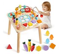 VEVOR Table Activité Montessori Bébé 6 Mois et Plus Table Apprentissage Montessori Bébé en Bois pour Éveil Développer Coordination Sens du Rythme Enfants Garçon Fille Cadeau d'anniversaire, 8 en 1