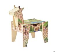 Teamson Kids Jungle Giraffe Table activités Enfant Bois 2-en-1 avec Base Blocs de Construction, Face Circuit/Route, Rangement intégré, 23 pièces + Voiture