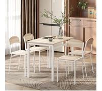 Table and chair set: HOMCOM 5-piece set, metal + MDF, grey + white. Rectangular table + 4 chairs - sturdy, modern.