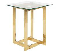 Beliani Table d'Appoint Plateau Carré en Verre Transparent et Support en Métal Doré Design Moderne et Chic pour Salon ou Chambre au Style Glamour