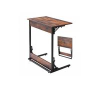 Table Appoint Pliant Forme C, Cadre Métal Pieds Réglables, Plateau TV Pliable, 600x370x700 mm Marron