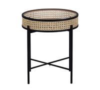 Table Appoint Rotin Clair / Métal Noir D 36 Cm Vienna Naturel