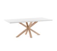 Table Argo 180 cm en mélaminé blanc avec pieds effet blanc