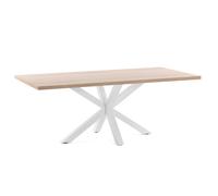 Table Argo en mélamine finition naturelle et pieds en acier finition blanche 200 x 100 cm