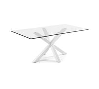 Table Argo en verre et pieds en acier avec finition transparente