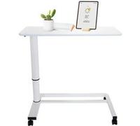 HJH Office Table assis-debout Stand II – réglable jusqu'à 107 cm, vérin à gaz, roulettes – Blanc