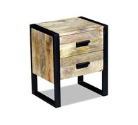 Table auxiliaire à 2 tiroirs bois manguier massif 43x33x51 cm