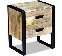 Table auxiliaire à 2 tiroirs bois manguier massif 43x33x51 cm