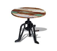Table Auxiliaire Bois De Récupération Massif Fonte 60x(42-63)Cm