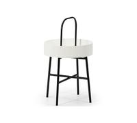 Table auxiliaire Jaipur avec Plateau en MDF Blanc et Structure métallique en Noir Mat