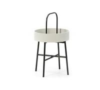 Table auxiliaire Jaipur avec Plateau en MDF Gris et Structure métallique en Noir Mat