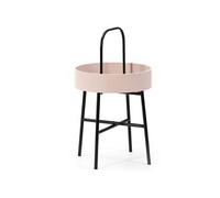 Table auxiliaire Jaipur avec Plateau en MDF Rose et Structure métallique en Noir Mat