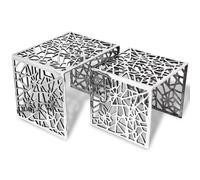 Table auxiliaire Table de salon carrée 2 pièces Aluminium Argenté vidaXL