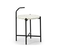 Table auxiliaire Yala avec Plateau en terrazzo Blanc et Pieds métalliques en Noir Mat