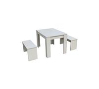 table avec 2 bancs tino - 110 x 74 x 70 cm - blanc