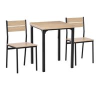 Table Avec 2 Chaises Style Industriel Acier Noir Mdf Coloris Bois De Chêne Gris