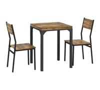 HomCom – Ensemble table et chaises 3 pièces pour 2 personnes, 2 chaises encastrables, rustique