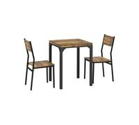 HomCom – Ensemble table et chaises 3 pièces pour 2 personnes, 2 chaises encastrables, rustique
