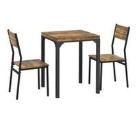 HomCom – Ensemble table et chaises 3 pièces pour 2 personnes, 2 chaises encastrables, rustique