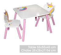 Table avec chaises enfant design Licorne - Blanc et rose - URBAN LIVING - Contemporain - Design