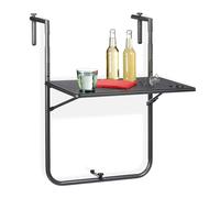 Relaxdays Table Balcon Suspendue, Pliante, réglable en Hauteur 3 Niveaux, Aspect rotin, résistante, 59,5 x 36 cm, Noir