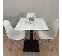 Table bar | BISTROT | restaurant carré avec pied central 60/70/80 cm couleurs assorties (blanc antique A428 - noir, 70 x 70)