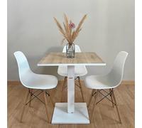 Table bar | BISTROT | restaurant carré avec pied central 60/70/80 cm couleurs assorties (chêne CADIZ A475 - blanc, 80 x 80)