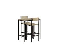 SoBuy Table Bar Compact avec 2 Tabourets pour Petit Espace, Style Industriel en Bois et Métal