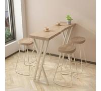 Table Bar Edge Naturel, Grande Table Haute Étroite Moderne Bois & Métal | Table Mange-Debout Industrielle pour Cuisine, Balcon, Console Derrière Canapé et Bar Maison(200cm/78.7in)