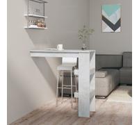 Table Bar Mural Blanc Brillant 102x45x103,5cm Bois d'Ingénierie Bistro vidaXL
