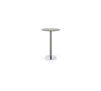 Table bar ronde avec plateau céramique moka avec piètement acier brossé - L65 x H105 x P65 cm --