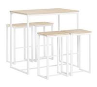 Table bar SoBuy avec 4 tabourets pour petit espace - Design compact 100x60x96 cm OGT15-WN Blanc