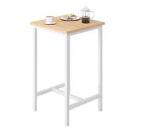 Table Bar WOLTU - Table Haute Cuisine - Mange Debout Carré - Industriel - Chêne Clair+Blanc