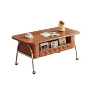 Table Base Style Vintage Modulable et Réglable Bois Massif Coffee Table avec Pieds en Acier Inoxydable Grande Capacité de Rangement Tables Centrale pour Salon, Bureau
