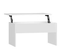 Table Basse 1 Plateau Relevable Blanc 80 X 50,5 X 41,5 Cm Avec Rangement Design Moderne Multicolore