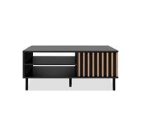 Table Basse 1 Porte Noir Et Bois - L110,5 Cm Marron